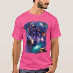 Camiseta Wolf Space Galaxy Stars Lua Lobos Lua Astrolog