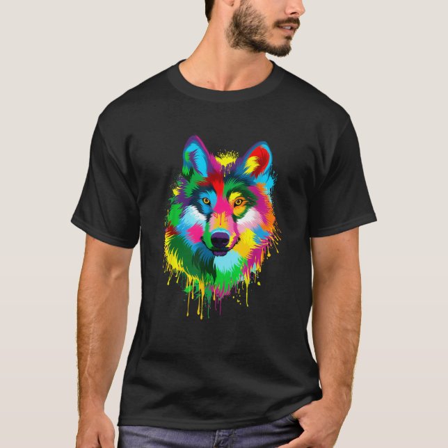 Camiseta Wolf Splash Trabalho de arte Hunter Wildlife Amant (Frente)