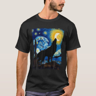 Camiseta Wolf Starry Night Shirt Wolf Shirts Para Homens