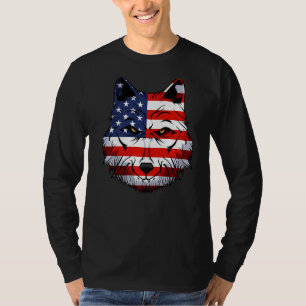 Camiseta Wolf Usa American Flag National Memorial Day 4th O