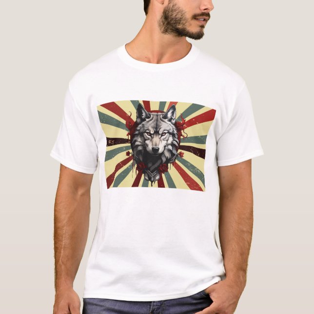 Camiseta wolf vintage custom retro design (Frente)