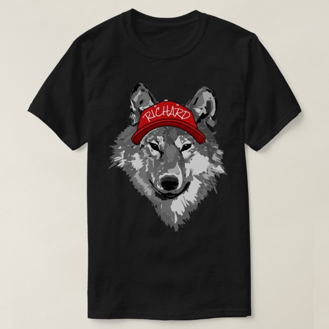 Camiseta Wolf White&Black Red Baseball Name Team T-Shir (Frente do Design)