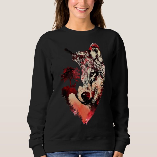Camiseta Wolf Wolf Silhouette Landscape Adventure Wild Anim (Frente)