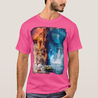 Camiseta Wolf Wolves Moon Sun Yin Yang Ice Fire Snowy Tropi
