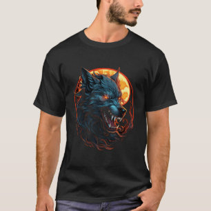 Camiseta Wolf Wolves Moon Witch do Gothic Oculta a Fantasia