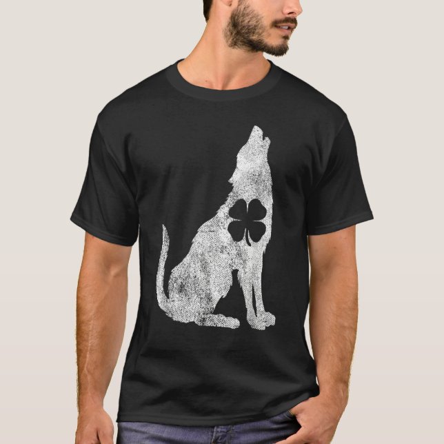 Camiseta Wolf Wolves St. Patrick's Day Shamrock Clover Iris (Frente)
