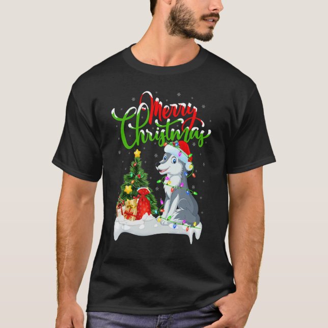 Camiseta Wolf   Xmas Decorations Santa Wolf Christmas (Frente)