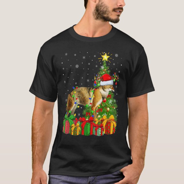 Camiseta Wolf   Xmas Holiday Santa Wolf Christmas Tree (Frente)
