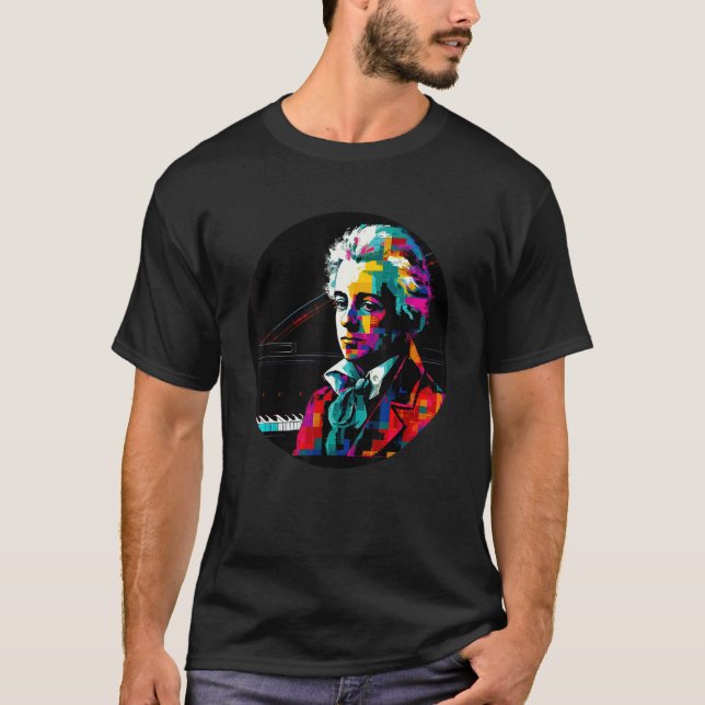 Camiseta Wolfgang Amadeus Mozart Music Composer Piano (Frente)