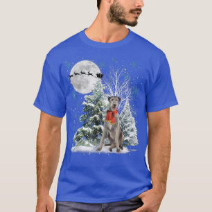 Camiseta Wolfhound Irlandês Sob Moonlight Snow Christmas Pa