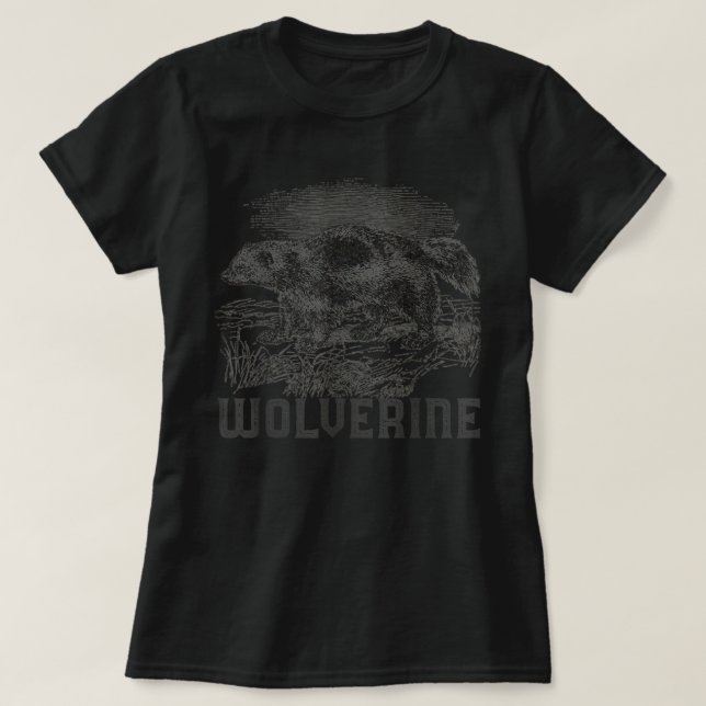 Camiseta Wolverine Art Wild Animal Skunk Bear Mammal Habita (Frente do Design)