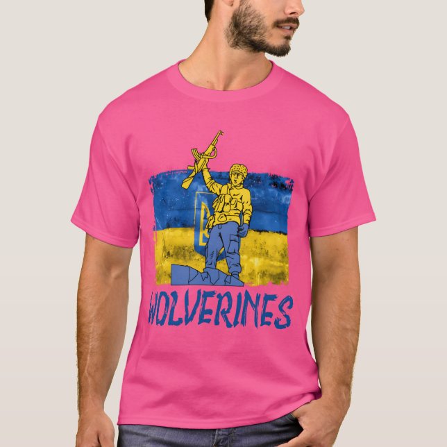 Camiseta Wolverines Support Ukraine Ukraine Wolverines retr (Frente)