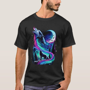 Camiseta Wolves Howling Em Moon Fantasy Night Animal