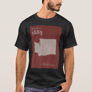 Camiseta Wom do Gráfico do Estado de Vintage do Mapa do Was