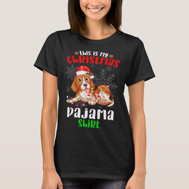 Camiseta Woman Christmas This Is My Pijama American Foxhoun (Frente)