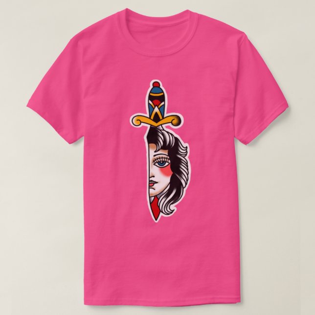Camiseta Woman Dagger Tradicional Tatuagem (Frente do Design)