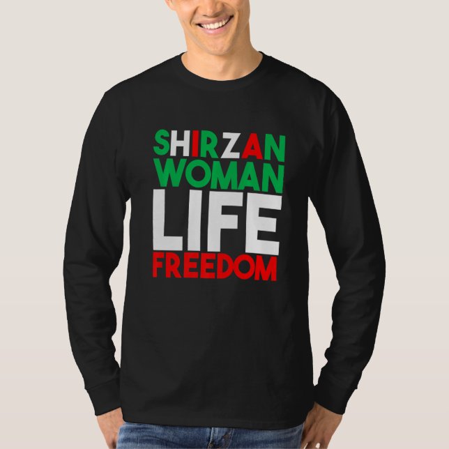 Camiseta Woman Life Freedom Iran Zan Zendegi Azadi Shirzan (Frente)