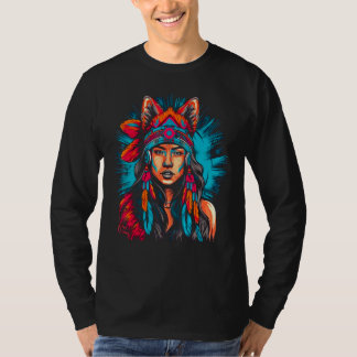 Camiseta Woman Wolf Head Native American Intuitive