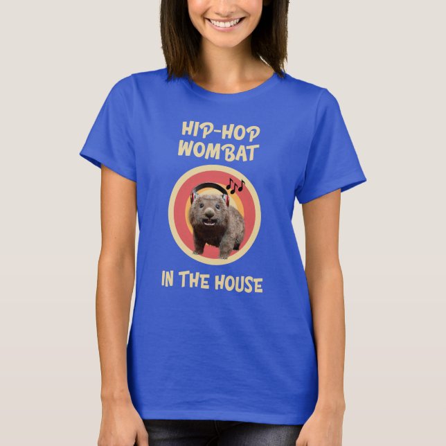 Camiseta Wombat de Hip-hop Engraçado em Casa (Frente)