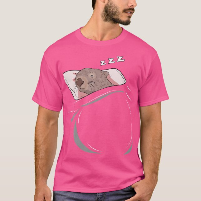 Camiseta Wombat Dormir Dormindo Pijama em Cima (Frente)