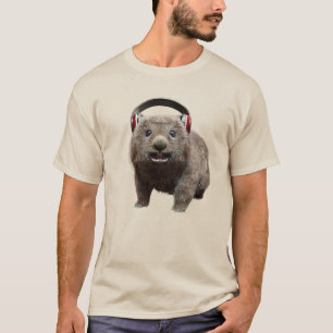 Camiseta Wombat engraçado com fones de ouvido Animal Legal