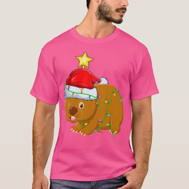 Camiseta Wombat Lighting Xmas Tree Mating Wombat Christma (Frente)