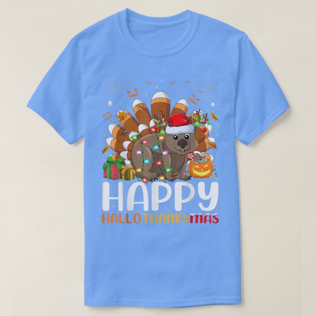 Camiseta Wombat Lover Halloween Christmas Happy Hallothanks (Frente do Design)