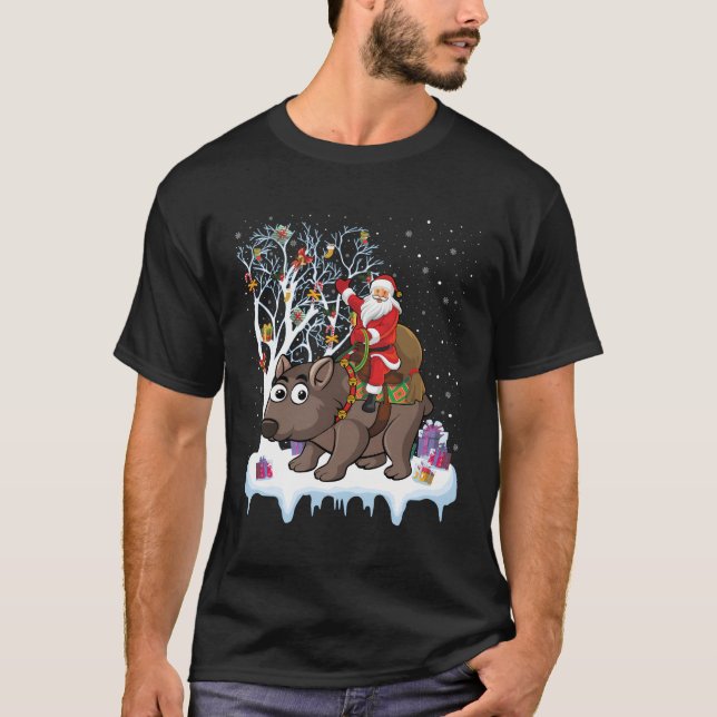Camiseta Wombat Lover Xmas Gift Papais noeis Andando no Nat (Frente)