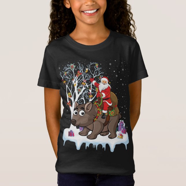 Camiseta Wombat Lover Xmas Gift Papais noeis Andando no Nat (Frente)