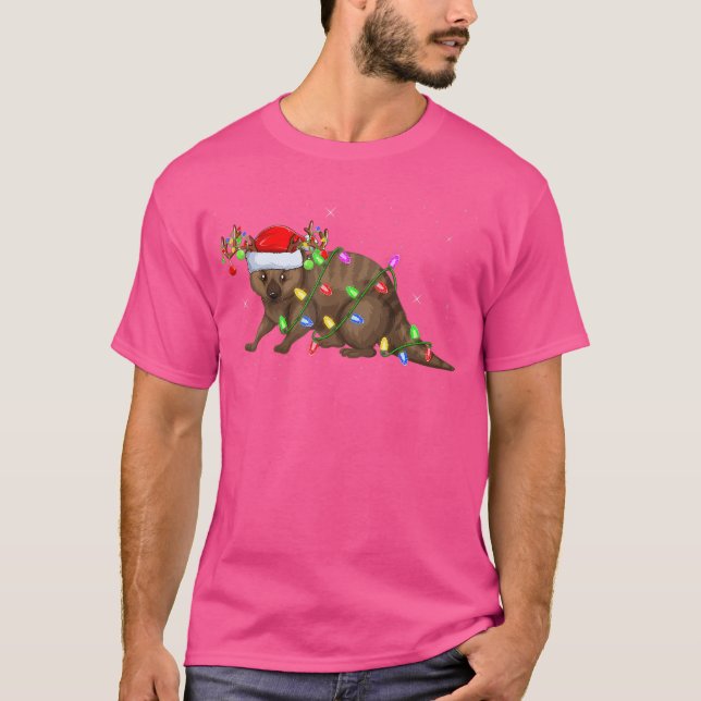Camiseta Wombat Lover Xmas Papais noeis de iluminação Womba (Frente)