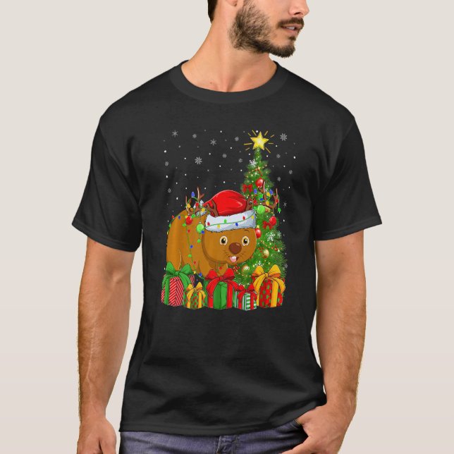 Camiseta Wombat  Xmas Holiday Santa Wombat Christmas Tree (Frente)