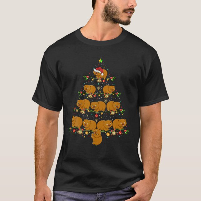 Camiseta Wombat Xmas Tree Gift Santa Hat (Frente)