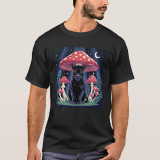 Camiseta Women Black Panther Cottagcore Mushroom Hat Grunge