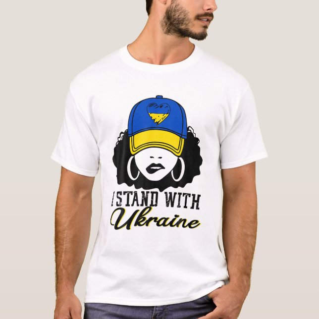 Camiseta Women Girl Ucrânia I Stand Com Ucrânia Support Uk (Frente)