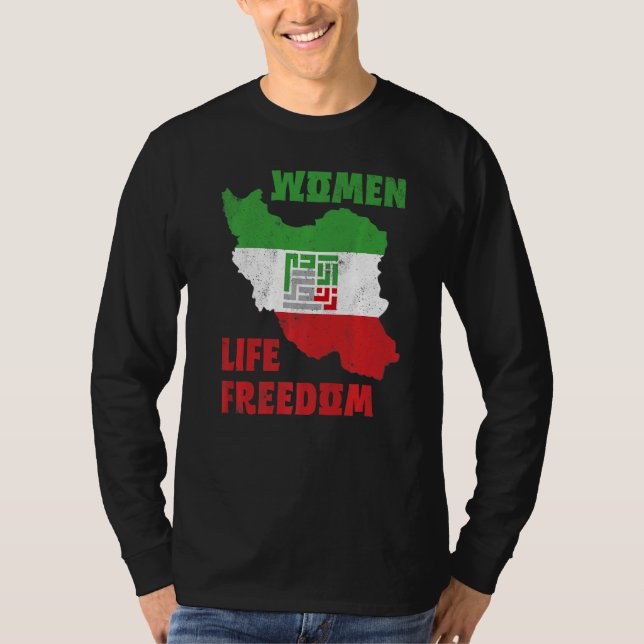 Camiseta Women Life Freedom Iran Zan Zendegi Azadi Map Flag (Frente)