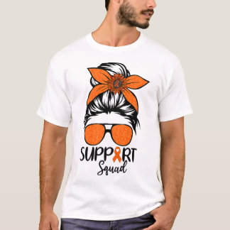 Camiseta Women Messy Bun Support Squad Leukemia Awareness