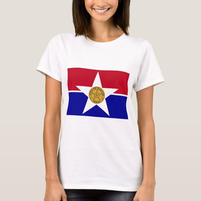 Camiseta Women T Shirt with Flag of Dallas, EUA (Frente)