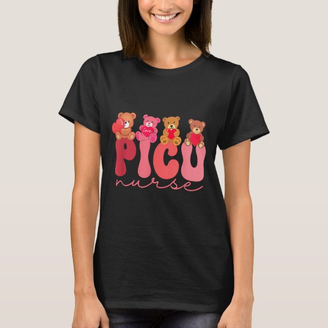 Camiseta Women Valentine Cu Nurse Pediatrics Cute Bears Ped (Frente)
