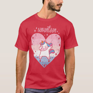 Camiseta Womens 17 Year Old Cute Unicorn Birthday Girl 17th