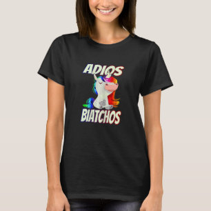 Camiseta Womens Adios Biatchos de Dedo Médio Unicórnio