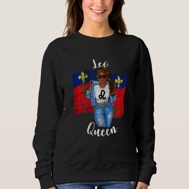 Camiseta Womens Afro Guadeloupe Leo Queen Flag of Black Wom (Frente)