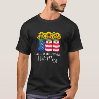 Camiseta Womens All American Hot Mess Sunflower American Fl
