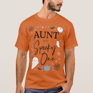 Camiseta Womens Aunt of the Spooky One First Birthday Blue 