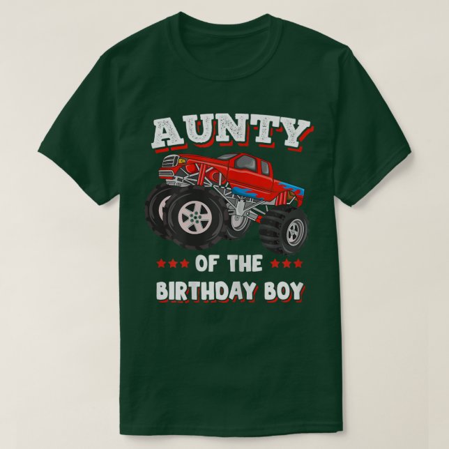 Camiseta Womens Aunty Of The Birthday Boy Fathers Monster T (Frente do Design)