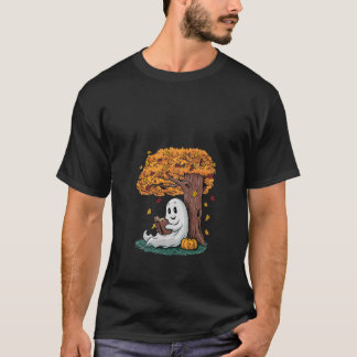Camiseta Womens Autumn Season Design Ghosts Lendo Livro e