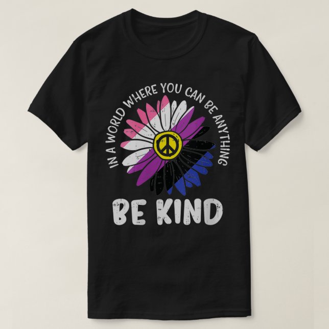 Camiseta Womens Be Kind Genderfluid Daisy Peace Hippie Prid (Frente do Design)