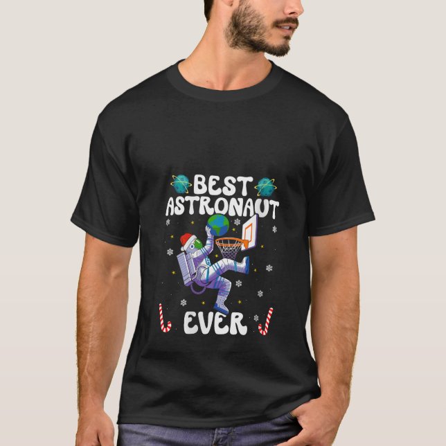 Camiseta Womens Best Astronaut Ever Christmas Basketball Ho (Frente)