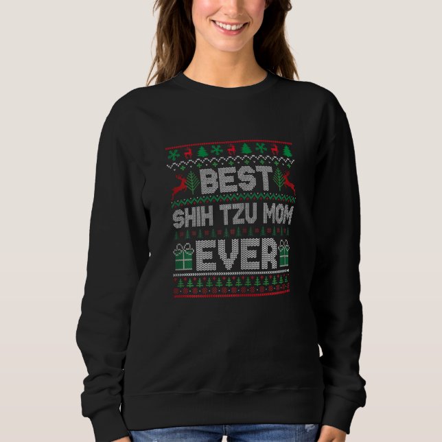 Camiseta Womens Best Shih Tzu Mom Ever Christmas Pajamas Ma (Frente)