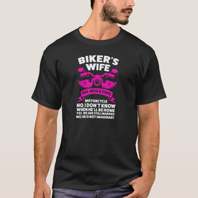 Camiseta Womens Biker's Wife Yes He Is A Cool Motorcycle Mo (Frente)