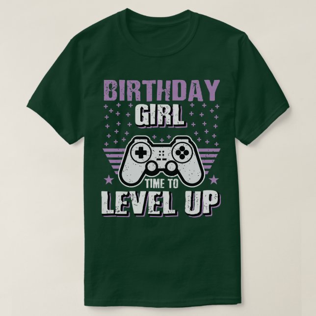 Camiseta Womens Birthday Girl Time To Level Up Video Game P (Frente do Design)